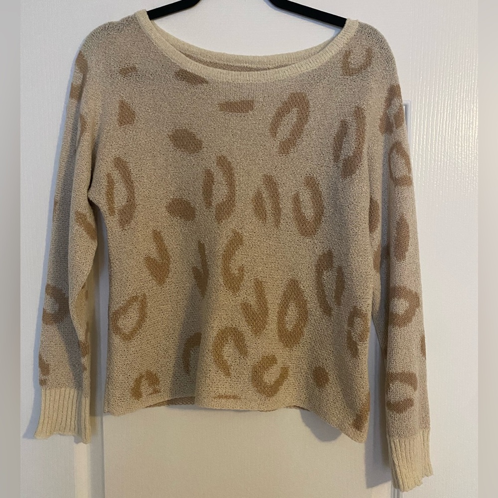 Leopard Print Sweater - tan and taupe